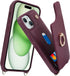 iPhone 15 Case with Card Holder and Strap for Women, Crossbody Lanyard, Stand Ring Kickstand, Phone Wallet Cases 6.1