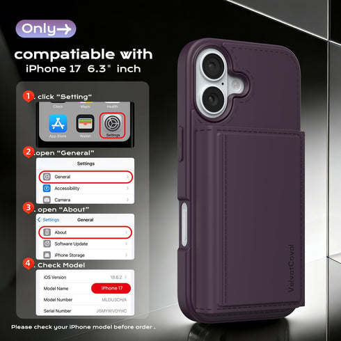 VelvotCovol 2 1 17 3 17, Compatible with Magsafe in Detachable iPhone Phone Case with Wallet, Women Men Credit Card
