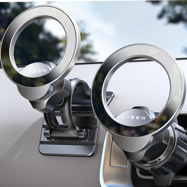 LISEN 360° Rotation Magnetic Car Mount for iPhone, Hands-Free Magnetic Phone Holder, Fits iPhone 15 14 13 12 Pro Max