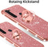 Cute Girls Women Glitter TPU Slim Case for Moto G Stylus (2020) with Ring Stand Kickstand - Rose Gold