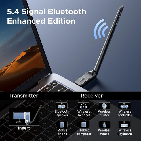 UGREEN 2-in-1 AX900 5.4 6 5GHz/2.4GHz 6dBi 10/11 USB Bluetooth WiFi Adapter, + Bluetooth WiFi Adapter for Desktop PC