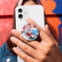 Translucent Clear Phone Grip with Expanding Kickstand, Collapsible Stand for Smartphones in Pink Blue White