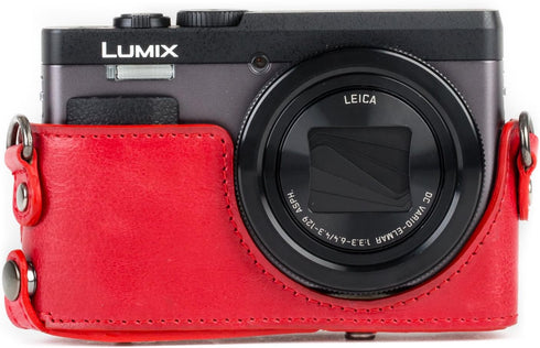 MegaGear MG1262 Ever Ready Leather Case for Panasonic Lumix DC-ZS80, DC-ZS70, DC-TZ95, DC-TZ90 - Red