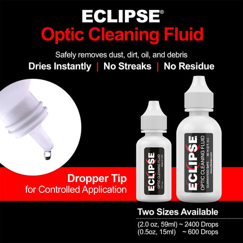Eclipse Optic Cleaning Solution - Camera Lens and Digital Sensor Cleaner Fluid - Works with All Cameras, Binoculars,