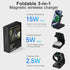 Foldable 3 in 1 Wireless Charger for iPhone, 15W MagSafe Charger Stand, Compatible with iPhone 16-12, Apple Watch,