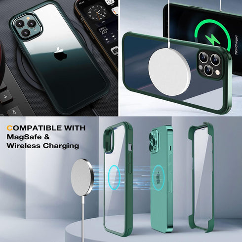 UBUNU for iPhone 12 Pro Max Case with Screen Protector, 360 Full Body Protection Dual Layer Clear Cover, Green