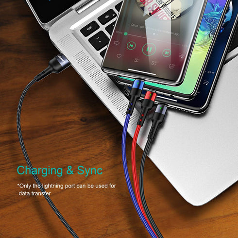 Multi Charger Cable-USAMS Nylon Braided (4FT) USB Charging Cable Adapter with USB Type C/Micro USB Connectors