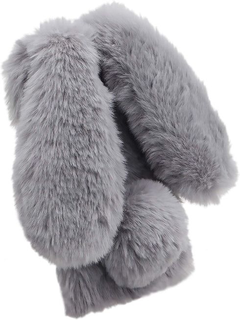 Rabbit Case for LG Stylo 6, Cute 3D Bunny Ears Soft Furry Hairball Protective Skin Cover for Women Girls - Grey
