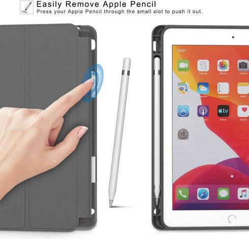 Hi Space Case for iPad 9th 8th 7th Generation, Shockproof Smart Cover with Pencil Holder, Auto Sleep Wake