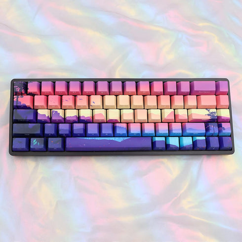 JSJT Keycaps 65 Percent-Side Printed Keycaps, 68 Keys Custom Keycaps, OEM Profile PBT Key Caps for Cherry MX Switches