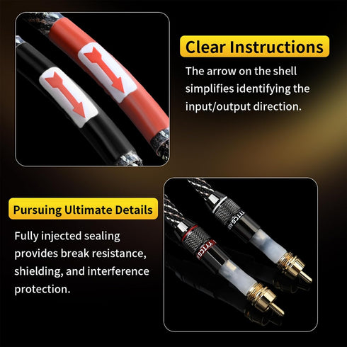 4.92ft 2RCA Male,15 AWG,4N Core,24K Player,Turntable(4.92ft/1.5m) Audiophile HiFi Audio RCA Cables - Male to OFC