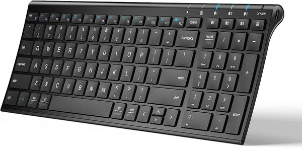 iClever BK10 Bluetooth Keyboard, Wireless Rechargeable Bluetooth 5.1 Multi Device Keyboard with Number Pad