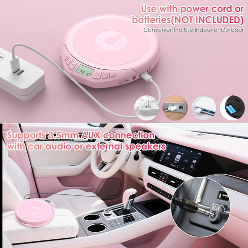 Gueray Dsicman: CD Player Portable CD with Earphones for Car with Anti-Skip Shockproof with LCD Display Support PROG