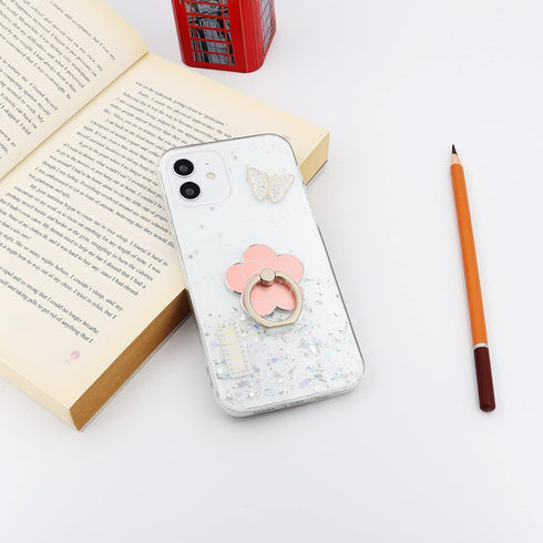 Cell Phone Ring Holder Flower Finger Grip Stand, 360° Rotation, 180° Flip Universal Kickstand for All Smartphones (Rose