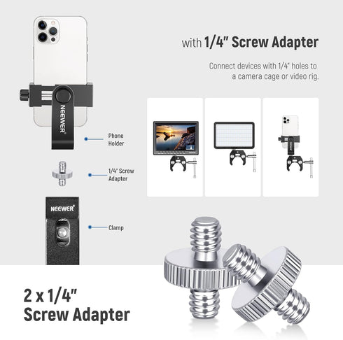 NEEWER 8 PCs Hot Shoe Mount Adapter Kit for DSLR Camera, LED Light, Microphone, Light Stand
