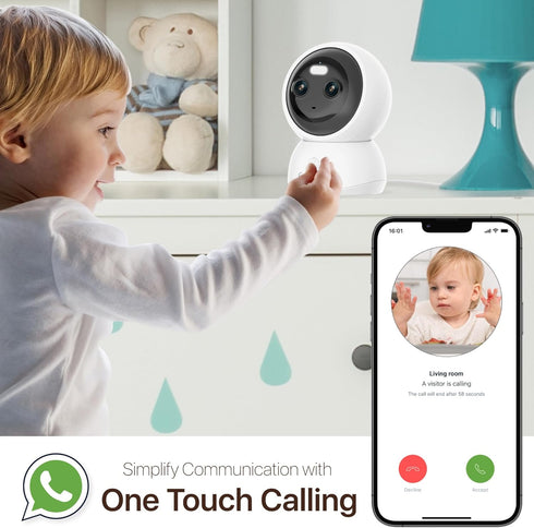 Dual Lens 2.4/5GHz WiFi Security Camera, 360° PTZ 2K Indoor Nanny Cams with Phone App, Night Vision, Local Storage
