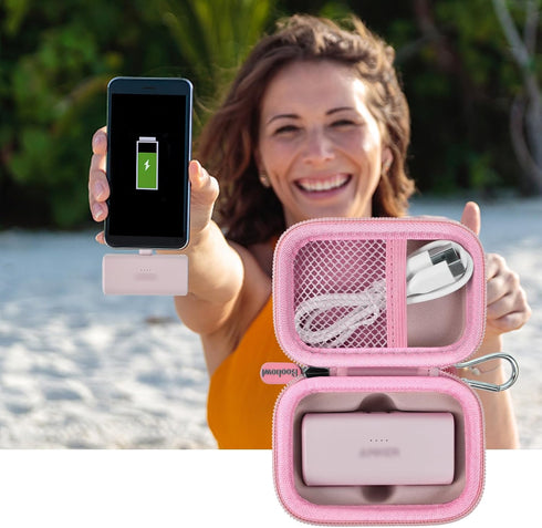 Boobowl Case for Anker Nano Portable Charger Power Bank, 5,000 mAh with Built-in Lightning Connector, Storage Holder -