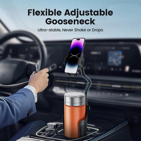 Cup Holder Phone Mount for Car, Universal 360° Adjustable Gooseneck Cell Phone Holder for Medium-Sized Vehicles,