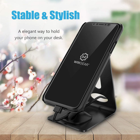 WixGear Cell Magnetic Phone Stand, Premium Holder for iPhones, Android Smartphones & Mini Tablets with Smart Cord Holder