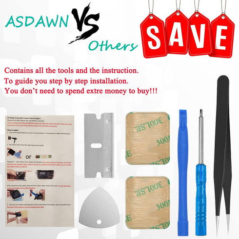 ASDAWN A1875 Battery Replacement, Compatible with Apple Watch Series 3 42mm, Repair Tool Set + Back Cover Adhesive