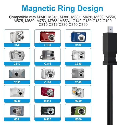 Replacement M340 Digital Camera Charger USB Data Charging Cable for Kodak M340, M341, M380, M381, M420, M530, M550, M575