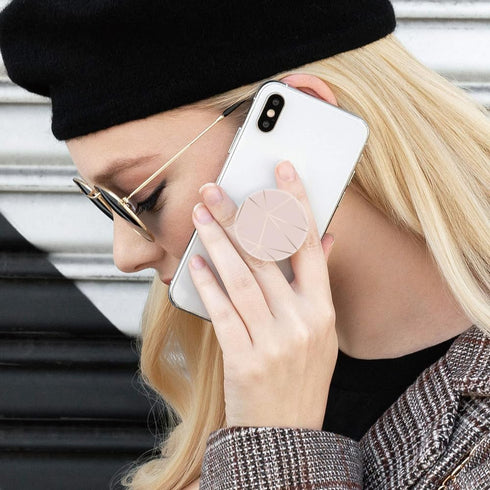MOKKI 4 Pack Phone Grip, Cell Phone Holder for Smartphone, Finger Expanding Kickstand - Rose Gold White Marble