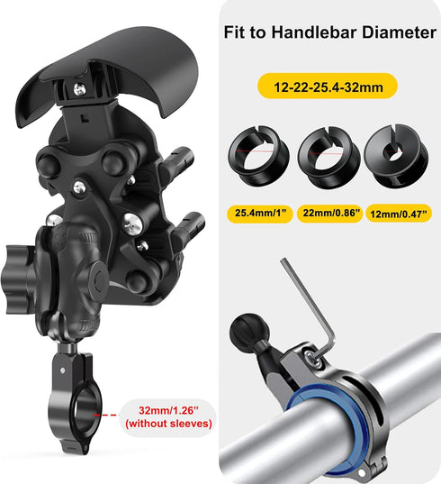 iMESTOU Anti-Vibration Motorcycle Phone Mount, Shock Damping Cellphone Holder with 720° Rotatable 1" Ball Base