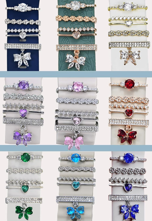 Watch Band Charms Decorative Rings Loops Compatible with Apple Silicone Watch Bands for Women 49mm 45mm 44mm 42mm 41mm