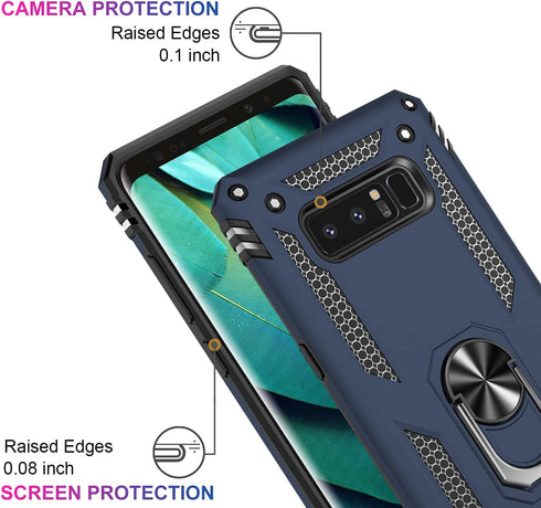 IKAZZ Galaxy Note 8 Case, Heavy Duty Shockproof Protective Phone Cover with Magnetic Kickstand, Blue, Pass 16ft Drop