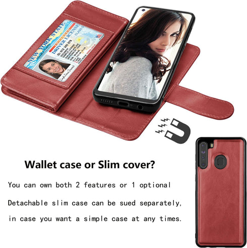 Njjex Galaxy A21 Case for Samsung Galaxy A21 Wallet Case 2020, PU Leather Folio Flip with 9 Card Slots and Lanyard