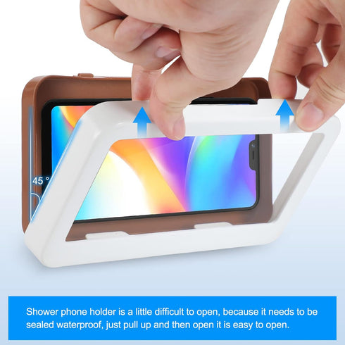 KUNSLUCK Waterproof Shower Phone Holder, Anti-Fog Touch Screen Wall Mount Case for 4.7"-6.8" Mobile Phones