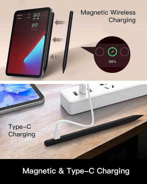 Wireless Charging Pencil 2nd Generation for Apple, iPad Stylus Pen with Palm Rejection for iPad Models 10/9/8, Mini,