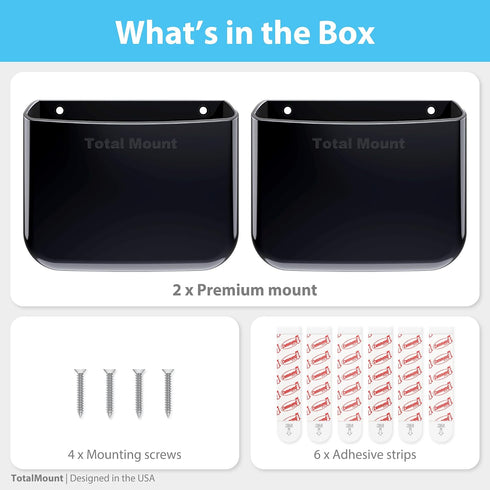TotalMount 2 3 2) Hole-Free Remote Holders Eliminate Need to Drill Holes in Your Wall (for or Remote Controls Black