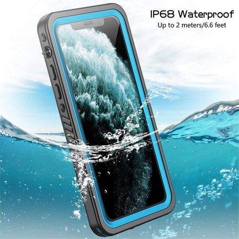 Compatible with iPhone 11 Waterproof Case, Full-Body Rugged Bumper Sealed Cover, Shockproof Dustproof Case (Blue/Clear)