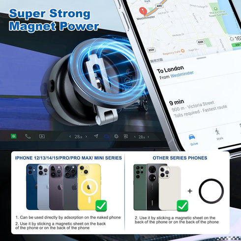 Generic 360 16/15/14/13/12, Electric Vacuum Magnetic Suction Phone Holder, Rotating, Universal Compatibility, Phone