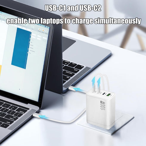 100W USB C Charger, 4-Port PD USB Power Adapter, GaN Fast Charging Station for MacBook Pro/Air, iPhone 14 Pro