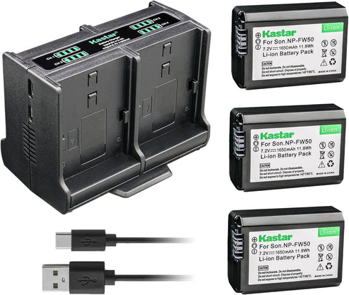 Kastar 3-Pack Battery and Quadruple Charger for Pixii A1571, A2572, Hasselblad Lunar Mirrorless Digital Camera