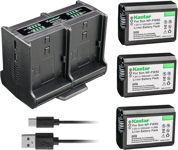 Kastar 3-Pack Battery and Quadruple Charger for Pixii A1571, A2572, Hasselblad Lunar Mirrorless Digital Camera
