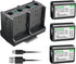 Kastar 3-Pack Battery and Quadruple Charger for Pixii A1571, A2572, Hasselblad Lunar Mirrorless Digital Camera