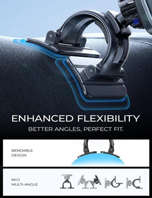 LISEN Magnetic Car Phone Mount for iPhone and Android, 6 Magnets and Adjustable Arch Design, Black