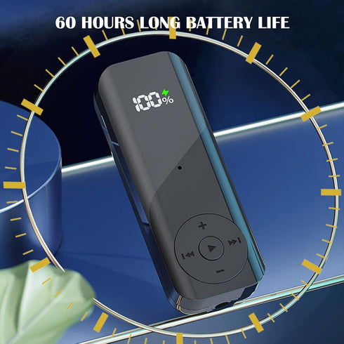 Bluetooth 5.2 Adaptor for Wireless Headphones, 60H Battery Life Receiver with LED Display & Noise Cancelling Mic