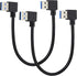 2 Pack Left & Right Angle USB 3.0 A Cable, 90 Degree Type A Male Data and Charging Extension Cable (0.3M/1ft-Black)