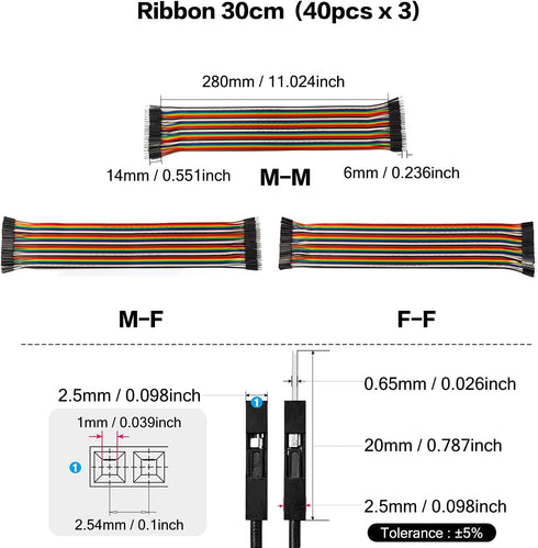 Chanzon 120pcs Assorted Jumper Wire Dupont Cable Connector Kit Set for Arduino Raspberry Pi - 30cm Long