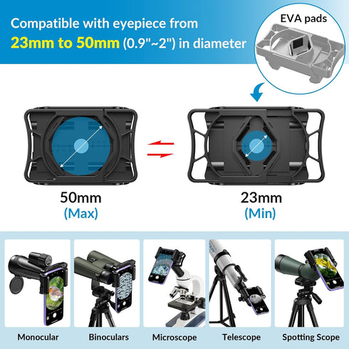 APEXEL Telescope Phone Adapter, Binocular Photo Adapter for Android & iPhone, Includes Bluetooth Shutter Remote