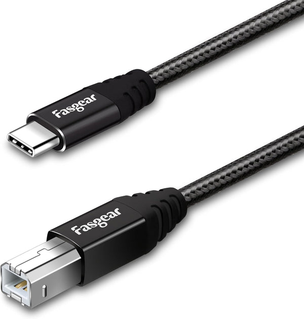 Fasgear 3ft Type C to USB B Cable Nylon Braided 2.0 Printer