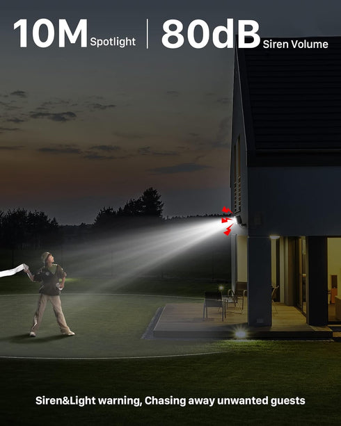 Wireless Outdoor Security Cameras for Home, WiFi Camera with Solar Panel, Battery Powered, Motion Sensor Alarm