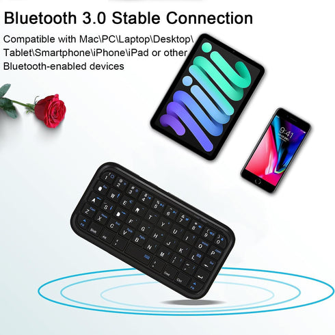 Super Mini Wireless Keyboard, Rechargeable Cordless Bluetooth Keyboard, Compact Travel Keypad for iPad, Laptop, PC