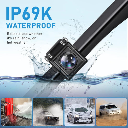 GLK 12-24V IP69K 4pin Backup Camera - HD License Plate Backup Reverse Camera for Pickup Truck Car SUV,with Night