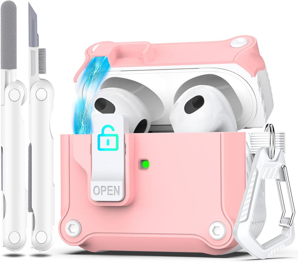 R-fun Charging Case Cover for AirPods 3rd Generation 2021, Full Drop Protection with Auto Pop-Up Lid Design