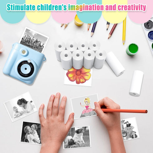 12 Rolls Instant Print Camera Refill Paper for Kids, Hikkon Thermal Print Paper Rolls for Most Instant Cameras